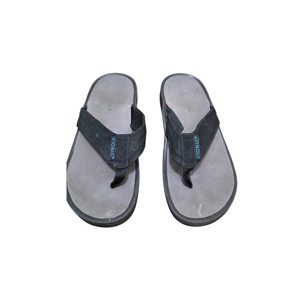 Vionic Men's Black Thong Flip Flops With Arch Support Size 10